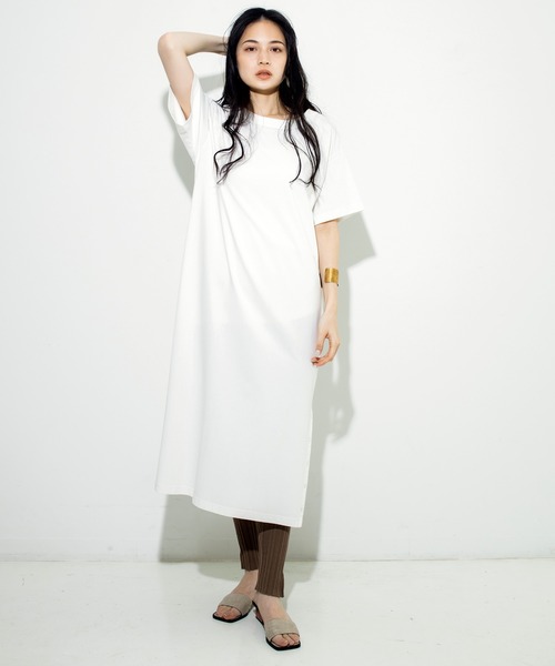 Audition(オーディション)の「D1508 コットンレーヨンOE天竺BOX Tシャツワンピース(ワンピース・レディース・ホワイト/カーキ/ブラック・MEDIUM)」の20枚目の写真
