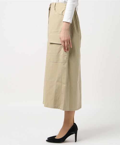 DING（ディング）の「DING/カーゴロングスカート（スカート・レディース・ライトベージュ/ブラック・FREE）」の6枚目の写真