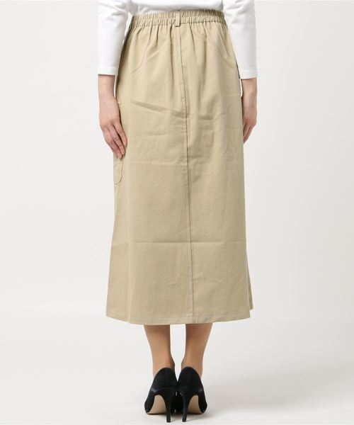 DING（ディング）の「DING/カーゴロングスカート（スカート・レディース・ライトベージュ/ブラック・FREE）」の4枚目の写真