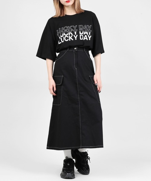 DING（ディング）の「DING/カーゴロングスカート（スカート・レディース・ライトベージュ/ブラック・FREE）」の12枚目の写真