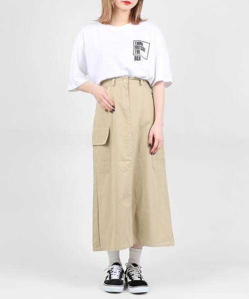 DING（ディング）の「DING/カーゴロングスカート（スカート・レディース・ライトベージュ/ブラック・FREE）」の5枚目の写真