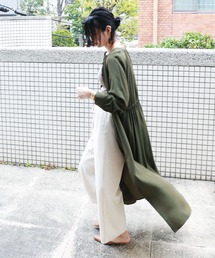 サテンスキッパー長袖シャツワンピース