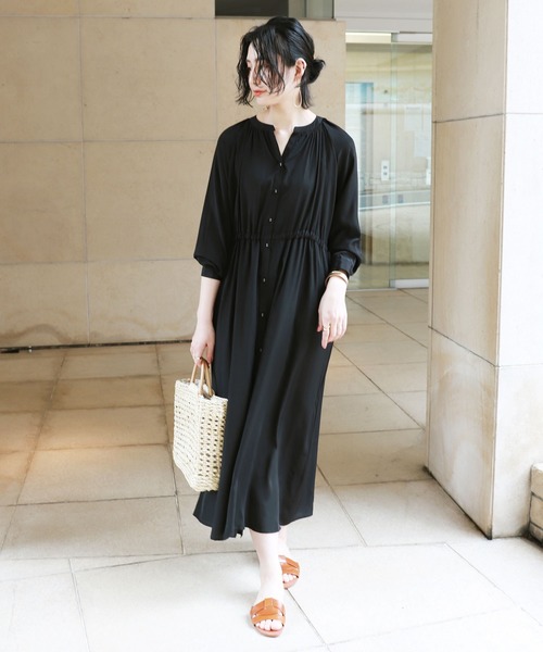 andme（アンドミー）の「サテンスキッパー長袖シャツワンピース（シャツワンピース・レディース・カーキ/モカ/グレー系その他/ブラック・M）」の21枚目の写真