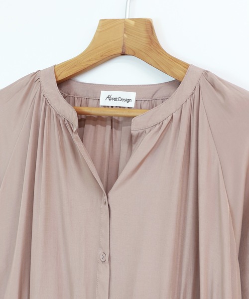 andme（アンドミー）の「サテンスキッパー長袖シャツワンピース（シャツワンピース・レディース・カーキ/モカ/グレー系その他/ブラック・M）」の5枚目の写真