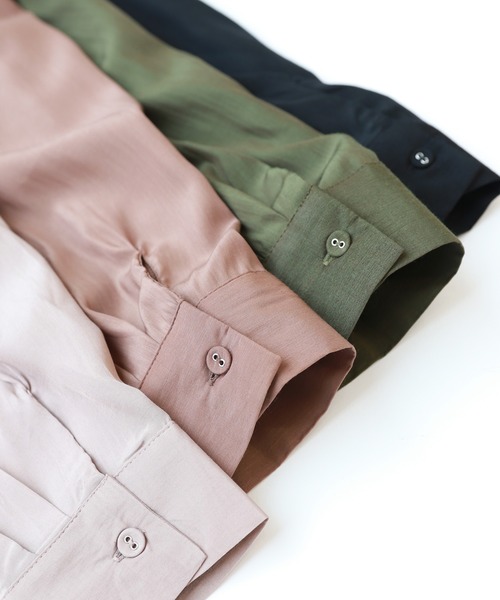 andme（アンドミー）の「サテンスキッパー長袖シャツワンピース（シャツワンピース・レディース・カーキ/モカ/グレー系その他/ブラック・M）」の15枚目の写真