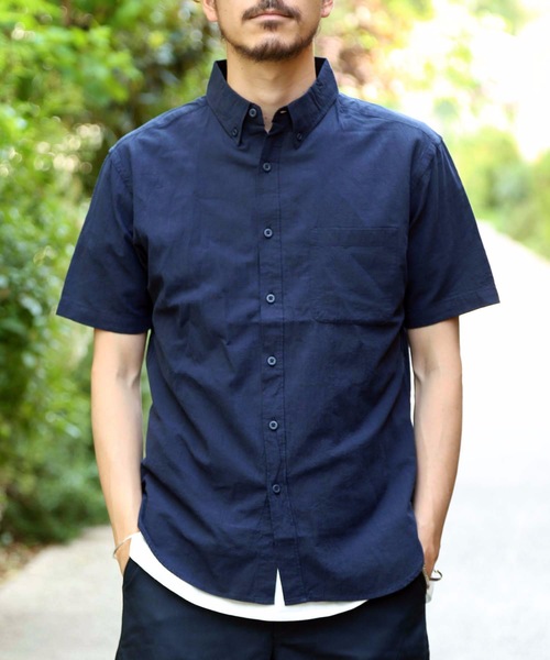 Blue Standard (ブルースタンダード)の「【BLUE STANDARD】強撚コットン半袖シャツ ボタンダウン 麻の様なさらさら・しゃりしゃりな風合い 清涼感素材(シャツ/ブラウス・メンズ・ホワイト/レンガ/ベージュ/ブラック/ネイビー/ブルー・MEDIUM/X-LARGE/LARGE)」の19枚目の写真