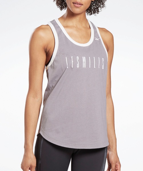 Reebok(リーボック)の「レズミルズR スリーブレス Tシャツ / Les MillsR Sleeveless Tee(タンクトップ・レディース・ブルー/グレー・SMALL/MEDIUM/LARGE/X-LARGE/XX-LARGE/X-SMALL)」の1枚目の写真