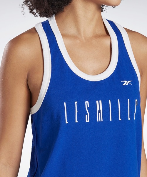 Reebok(リーボック)の「レズミルズR スリーブレス Tシャツ / Les MillsR Sleeveless Tee(タンクトップ・レディース・ブルー/グレー・SMALL/MEDIUM/LARGE/X-LARGE/XX-LARGE/X-SMALL)」の6枚目の写真