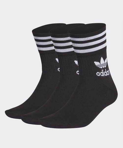 adidas Originals(アディダスオリジナルス)の「adidas Originals/アディダス オリジナルス MID CUT CREW SOCKS 3P/ミッドカット クルーソックス 3P(ソックス/靴下・メンズ・ホワイト×ブラック/ブラック×ホワイト・S/M/L)」の2枚目の写真