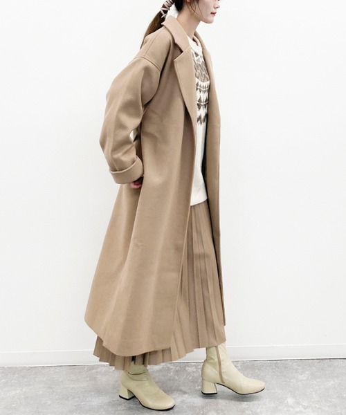 EPIMI E'PIMMY(エピミエピミー)の「ベルト付ロングコート(チェスターコート・レディース・ブラック/ベージュ/モカ/ミント/アイボリー・MEDIUM)」の5枚目の写真