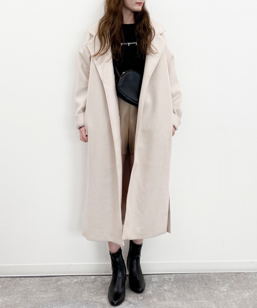 EPIMI E'PIMMY(エピミエピミー)の「ベルト付ロングコート(チェスターコート・レディース・ブラック/ベージュ/モカ/ミント/アイボリー・MEDIUM)」の2枚目の写真