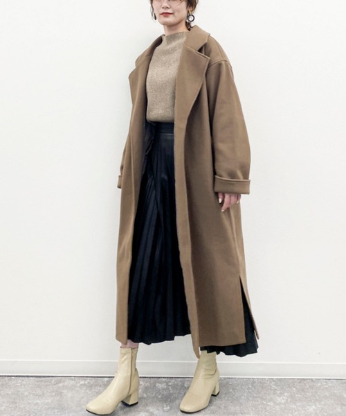 EPIMI E'PIMMY(エピミエピミー)の「ベルト付ロングコート(チェスターコート・レディース・ブラック/ベージュ/モカ/ミント/アイボリー・MEDIUM)」の4枚目の写真