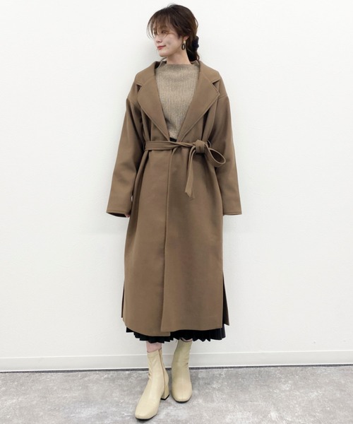 EPIMI E'PIMMY(エピミエピミー)の「ベルト付ロングコート(チェスターコート・レディース・ブラック/ベージュ/モカ/ミント/アイボリー・MEDIUM)」の12枚目の写真