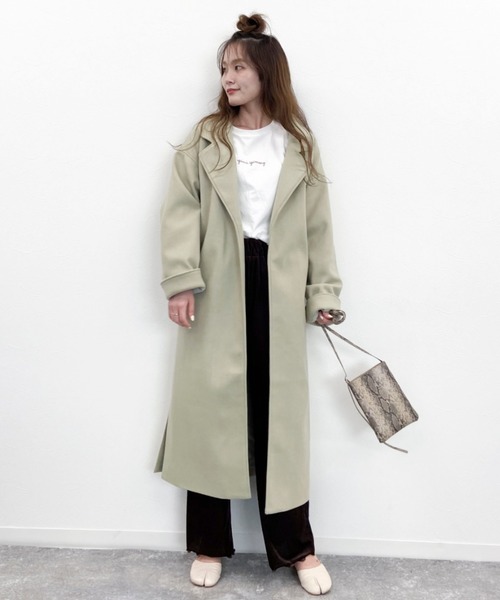 EPIMI E'PIMMY(エピミエピミー)の「ベルト付ロングコート(チェスターコート・レディース・ブラック/ベージュ/モカ/ミント/アイボリー・MEDIUM)」の22枚目の写真