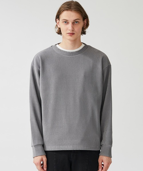 KIIT（キート）の「【KIIT】別注リップルクルーネックニット（ニット/セーター・メンズ・グレー/ブラック・2/1）」の5枚目の写真