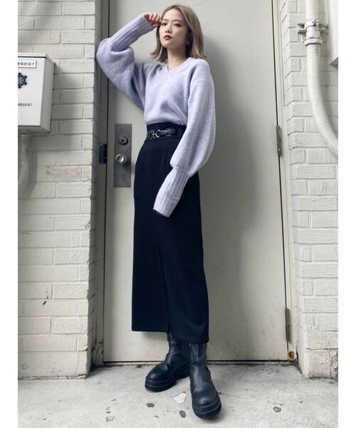 MURUA（ムルーア）の「サークルベルトペンシルスカート（スカート・レディース・ブラック/ブルー/アイボリー・2/1）」の4枚目の写真