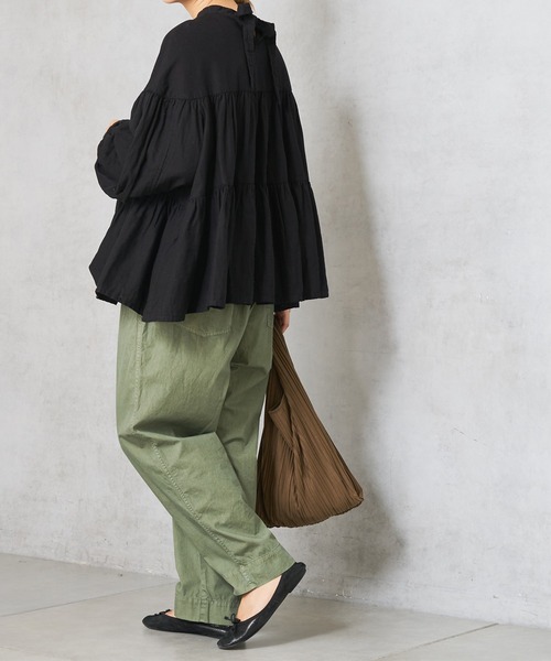 PUAL CE CIN（ピュアルセシン）の「ガーゼブラウス（シャツ/ブラウス・レディース・ブラック/チャコールグレー/ブラウン/ライトベージュ・FREE）」の2枚目の写真