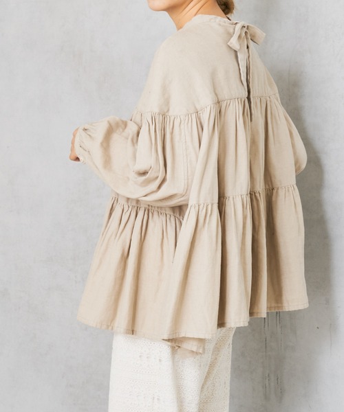 PUAL CE CIN（ピュアルセシン）の「ガーゼブラウス（シャツ/ブラウス・レディース・ブラック/チャコールグレー/ブラウン/ライトベージュ・FREE）」の7枚目の写真