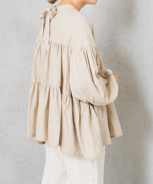 PUAL CE CIN（ピュアルセシン）の「ガーゼブラウス（シャツ/ブラウス・レディース・ブラック/チャコールグレー/ブラウン/ライトベージュ・FREE）」の6枚目の写真