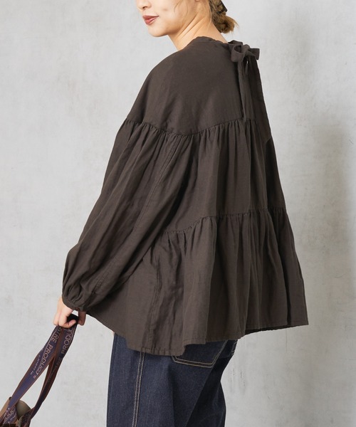 PUAL CE CIN（ピュアルセシン）の「ガーゼブラウス（シャツ/ブラウス・レディース・ブラック/チャコールグレー/ブラウン/ライトベージュ・FREE）」の12枚目の写真