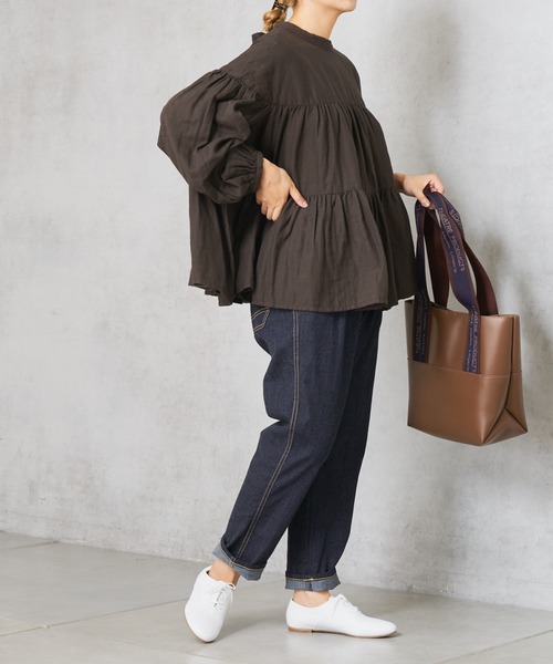 PUAL CE CIN（ピュアルセシン）の「ガーゼブラウス（シャツ/ブラウス・レディース・ブラック/チャコールグレー/ブラウン/ライトベージュ・FREE）」の14枚目の写真