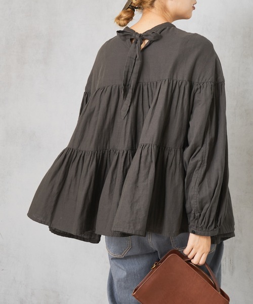 PUAL CE CIN（ピュアルセシン）の「ガーゼブラウス（シャツ/ブラウス・レディース・ブラック/チャコールグレー/ブラウン/ライトベージュ・FREE）」の18枚目の写真