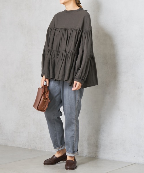 PUAL CE CIN（ピュアルセシン）の「ガーゼブラウス（シャツ/ブラウス・レディース・ブラック/チャコールグレー/ブラウン/ライトベージュ・FREE）」の19枚目の写真