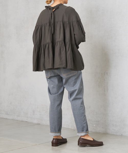 PUAL CE CIN（ピュアルセシン）の「ガーゼブラウス（シャツ/ブラウス・レディース・ブラック/チャコールグレー/ブラウン/ライトベージュ・FREE）」の21枚目の写真