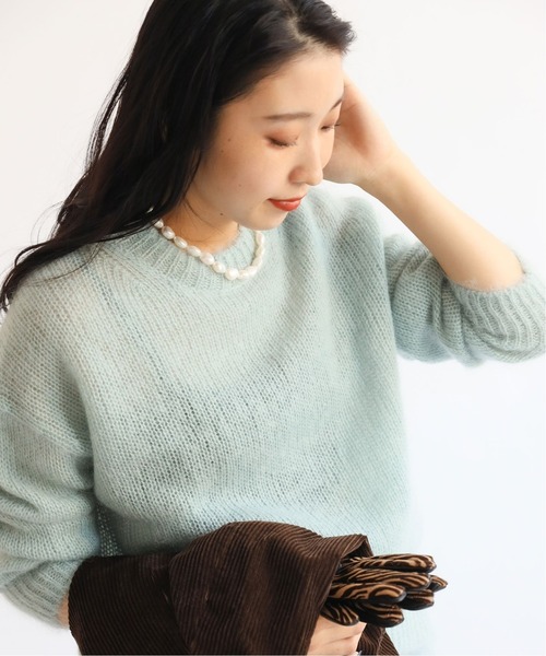 journal standard L'essage(ジャーナルスタンダードレサージュ)の「モヘヤ クルーネックプルオーバー◆(ニット/セーター)」|ブルー