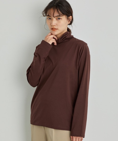 AMERICAN HOLIC(アメリカンホリック)の「フライスタートルネックカットプルオーバー(Tシャツ/カットソー・レディース・ライトグレー/ブラック/ブラウン/オフホワイト/キャメル・M/L)」の4枚目の写真