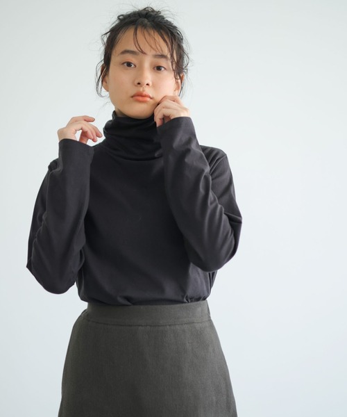 AMERICAN HOLIC(アメリカンホリック)の「フライスタートルネックカットプルオーバー(Tシャツ/カットソー・レディース・ライトグレー/ブラック/ブラウン/オフホワイト/キャメル・M/L)」の2枚目の写真