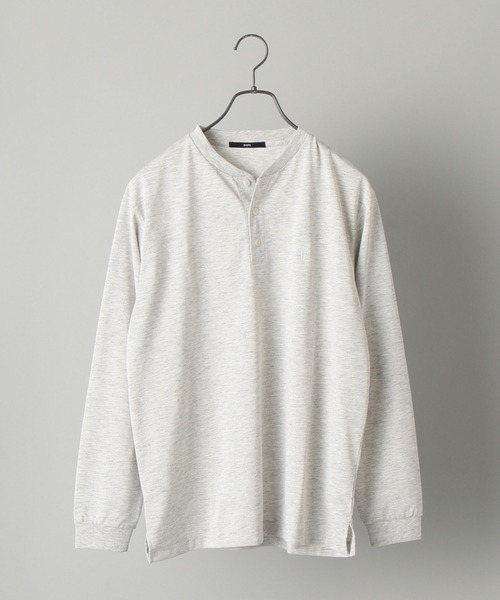 SHIPS（シップス）の「【WEB限定】SHIPS: 色褪せ防止加工 EVER COLOR（R) ワンポイント ロゴ  ヘンリーネック ロングスリーブ Tシャツ (ロンT)（Tシャツ/カットソー・メンズ・ライトグレー/グレー/ネイビー・SMALL/MEDIUM/LARGE/X-LARGE/XX-LARGE）」の2枚目の写真