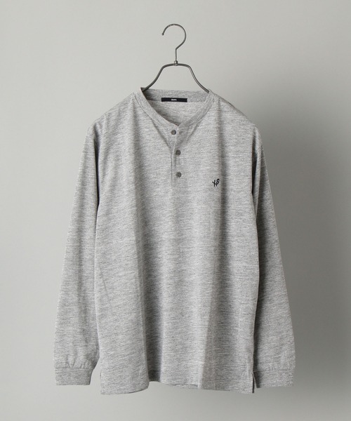 SHIPS（シップス）の「【WEB限定】SHIPS: 色褪せ防止加工 EVER COLOR（R) ワンポイント ロゴ  ヘンリーネック ロングスリーブ Tシャツ (ロンT)（Tシャツ/カットソー・メンズ・ライトグレー/グレー/ネイビー・SMALL/MEDIUM/LARGE/X-LARGE/XX-LARGE）」の4枚目の写真