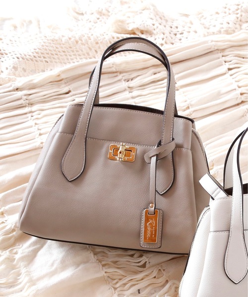 SALON de RUBAN（サロンドルヴァン）の「【SALON de RUBAN / サロン ド ルヴァン】 バンブー留め具 ハンドバッグ（ハンドバッグ・レディース・ブラック/アイボリー/ベージュ/グリーン/レッド/ダークグレー/ライトグレー/イエロー/ミント/ラベンダー/その他1/ピンク/パイソン・FREE）」の5枚目の写真