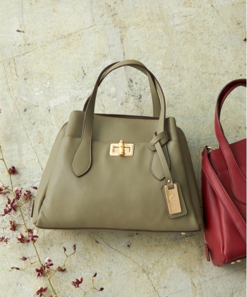 SALON de RUBAN（サロンドルヴァン）の「【SALON de RUBAN / サロン ド ルヴァン】 バンブー留め具 ハンドバッグ（ハンドバッグ・レディース・ブラック/アイボリー/ベージュ/グリーン/レッド/ダークグレー/ライトグレー/イエロー/ミント/ラベンダー/その他1/ピンク/パイソン・FREE）」の6枚目の写真