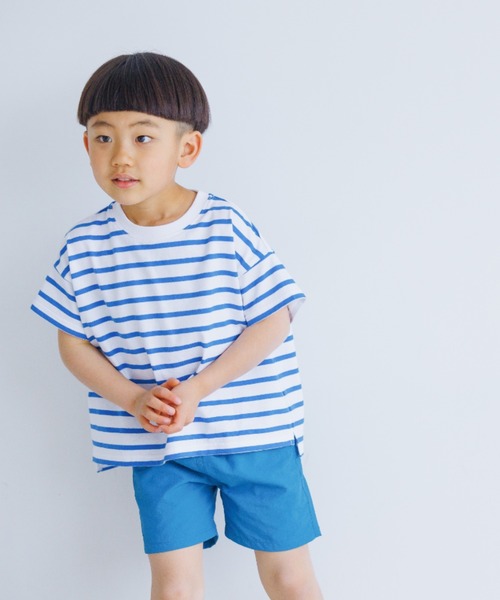 LOWRYS FARM(ローリーズファーム)の「USAボーダーTシャツ 937148(Tシャツ/カットソー・キッズ・ブルー/ブラック/レッド/グリーン/ピンク/ブラック系その他/レッド系その他/イエロー/ピンク系その他/ダークブラウン/ブラウン・130cm/150cm/110cm/140cm/120cm/XXX-LARGE)」の1枚目の写真