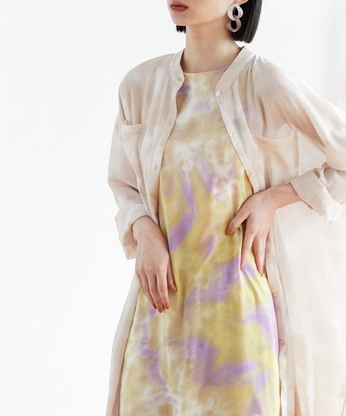 EMMA（EMMA CLOTHES）（エマ）の「【EMMA】水彩アートプリントバックオープンノースリーブワンピース（ワンピース・レディース・パープル/ブラウン/ブルー・FREE）」の16枚目の写真