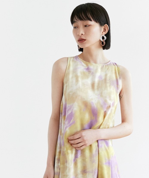 EMMA（EMMA CLOTHES）（エマ）の「【EMMA】水彩アートプリントバックオープンノースリーブワンピース（ワンピース・レディース・パープル/ブラウン/ブルー・FREE）」の15枚目の写真