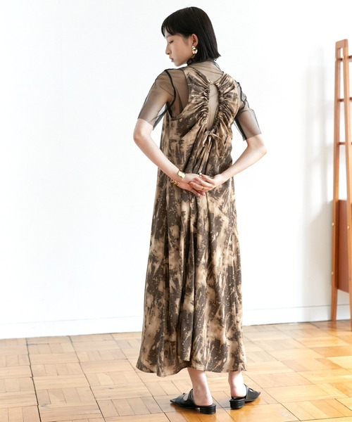 アートプリント ノースリーブ ワンピース tageechita】アートプリント