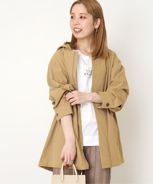 Simplicite(サンプリシテ)の「(マシンウォッシュ)ミドルタスランフードBZ(ブルゾン・レディース・ベージュ/ブラウン/カーキ・FREE)」の2枚目の写真