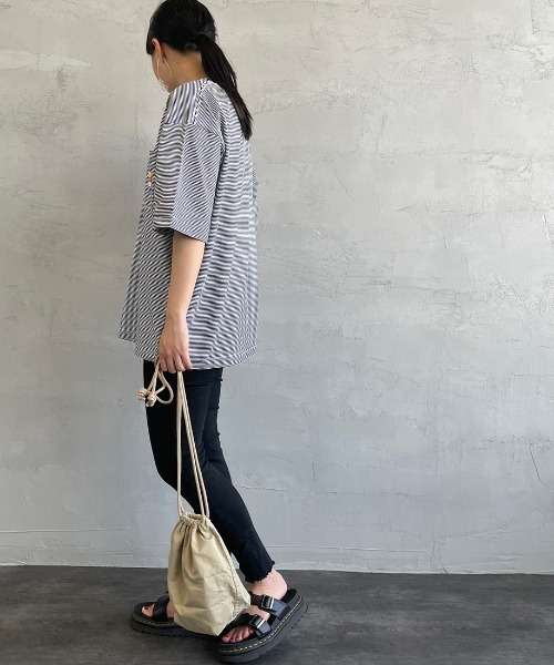 PAYDAY（ペイデイ）の「【BEGIN 6月号掲載】[PAY DAY/ペイデイ] 別注 ロゴ付きリンガー ボーダービッグTシャツ（Tシャツ/カットソー・レディース・グレー/ネイビー/レッド・M/L）」の11枚目の写真