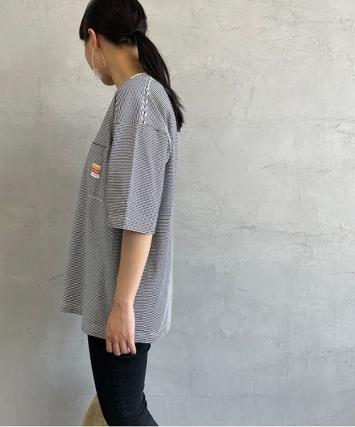 PAYDAY（ペイデイ）の「【BEGIN 6月号掲載】[PAY DAY/ペイデイ] 別注 ロゴ付きリンガー ボーダービッグTシャツ（Tシャツ/カットソー・レディース・グレー/ネイビー/レッド・M/L）」の12枚目の写真