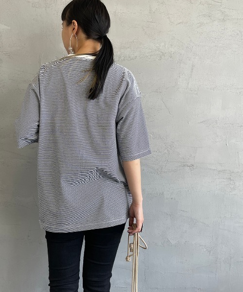 PAYDAY（ペイデイ）の「【BEGIN 6月号掲載】[PAY DAY/ペイデイ] 別注 ロゴ付きリンガー ボーダービッグTシャツ（Tシャツ/カットソー・レディース・グレー/ネイビー/レッド・M/L）」の13枚目の写真