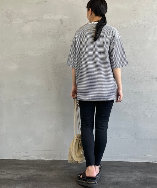 PAYDAY（ペイデイ）の「【BEGIN 6月号掲載】[PAY DAY/ペイデイ] 別注 ロゴ付きリンガー ボーダービッグTシャツ（Tシャツ/カットソー・レディース・グレー/ネイビー/レッド・M/L）」の14枚目の写真