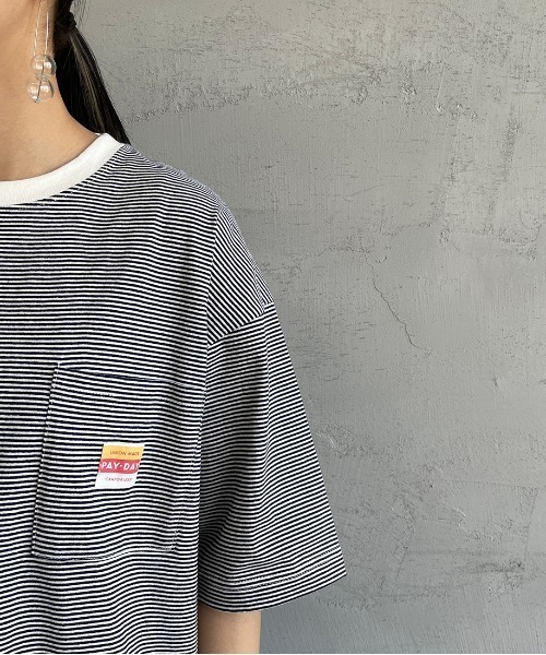 PAYDAY（ペイデイ）の「【BEGIN 6月号掲載】[PAY DAY/ペイデイ] 別注 ロゴ付きリンガー ボーダービッグTシャツ（Tシャツ/カットソー・レディース・グレー/ネイビー/レッド・M/L）」の15枚目の写真