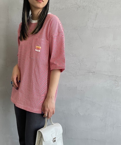 PAYDAY（ペイデイ）の「【BEGIN 6月号掲載】[PAY DAY/ペイデイ] 別注 ロゴ付きリンガー ボーダービッグTシャツ（Tシャツ/カットソー・レディース・グレー/ネイビー/レッド・M/L）」の22枚目の写真