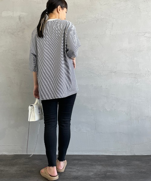 PAYDAY（ペイデイ）の「【BEGIN 6月号掲載】[PAY DAY/ペイデイ] 別注 ロゴ付きリンガー ボーダービッグTシャツ（Tシャツ/カットソー・レディース・グレー/ネイビー/レッド・M/L）」の21枚目の写真