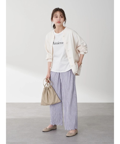 earth music&ecology（アースミュージックアンドエコロジー）の「【WEB限定】チャイナボタンスエットカーディガン ＊（カーディガン/ボレロ・レディース・チャコールグレー/アイボリー/ライトベージュ・FREE）」の7枚目の写真