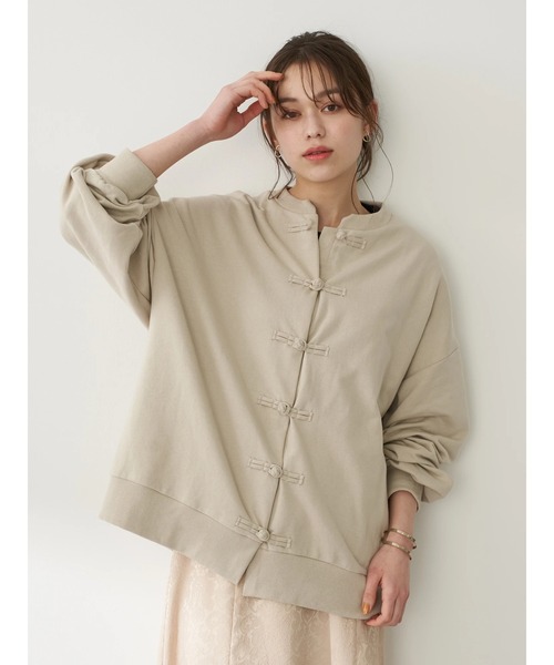 earth music&ecology（アースミュージックアンドエコロジー）の「【WEB限定】チャイナボタンスエットカーディガン ＊（カーディガン/ボレロ・レディース・チャコールグレー/アイボリー/ライトベージュ・FREE）」の20枚目の写真