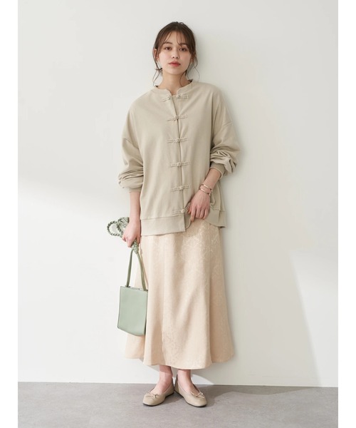 earth music&ecology（アースミュージックアンドエコロジー）の「【WEB限定】チャイナボタンスエットカーディガン ＊（カーディガン/ボレロ・レディース・チャコールグレー/アイボリー/ライトベージュ・FREE）」の8枚目の写真